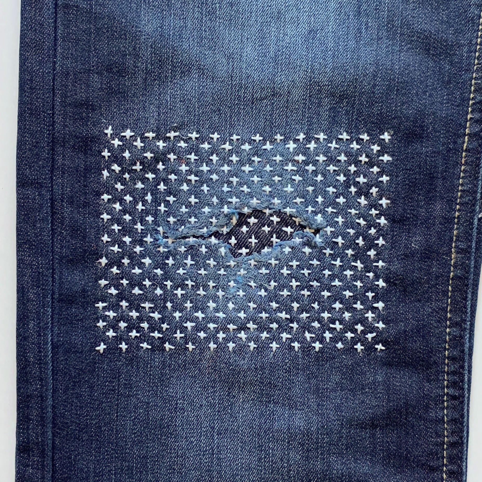 Two jeans repair patches | Iron on dark blue jeans patch