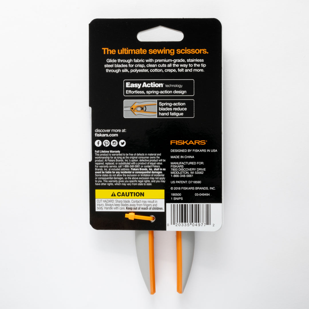 Fiskars Easy Action Micro-Tip Snips for fabric  – 15cm