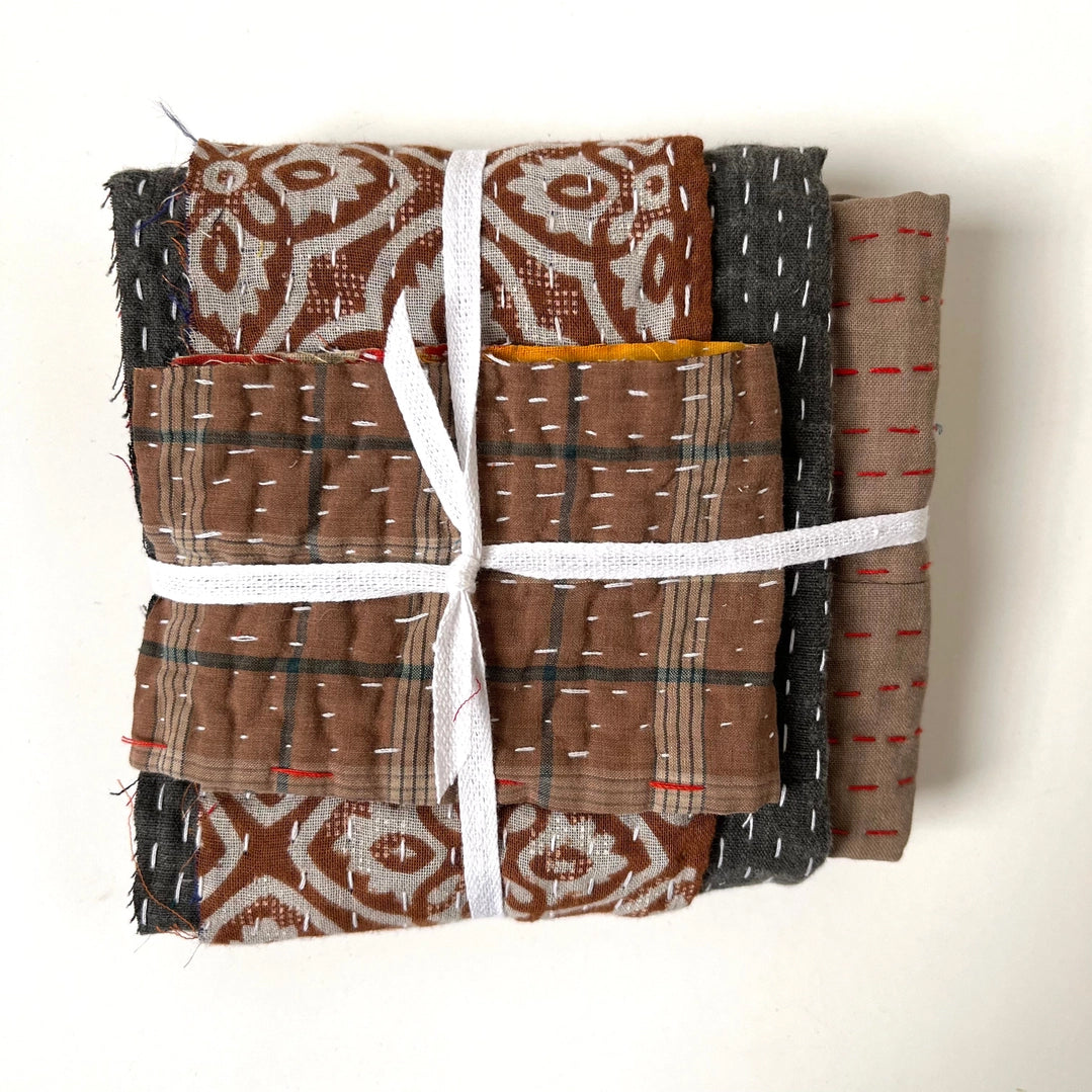 Otto Finn Lab mending bundle  – kantha fabric scraps for patching