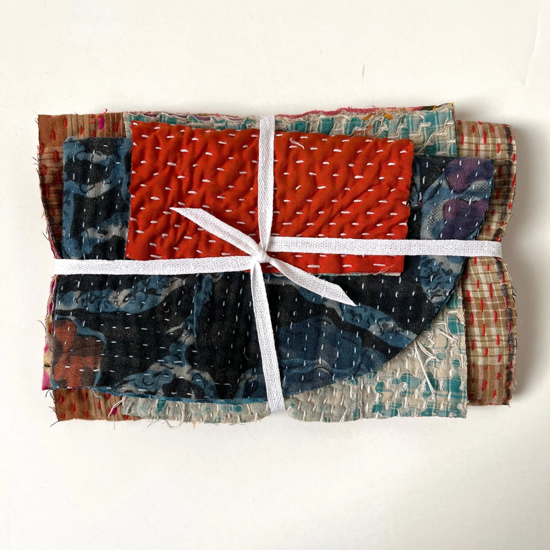 Otto Finn Lab mending bundle  – kantha fabric scraps for patching