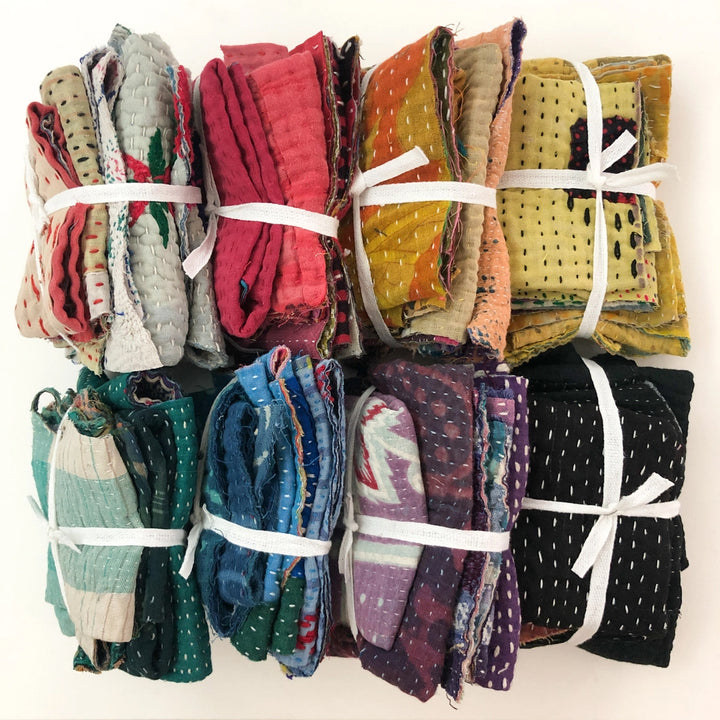 Otto Finn Lab mending bundle  – kantha fabric scraps for patching