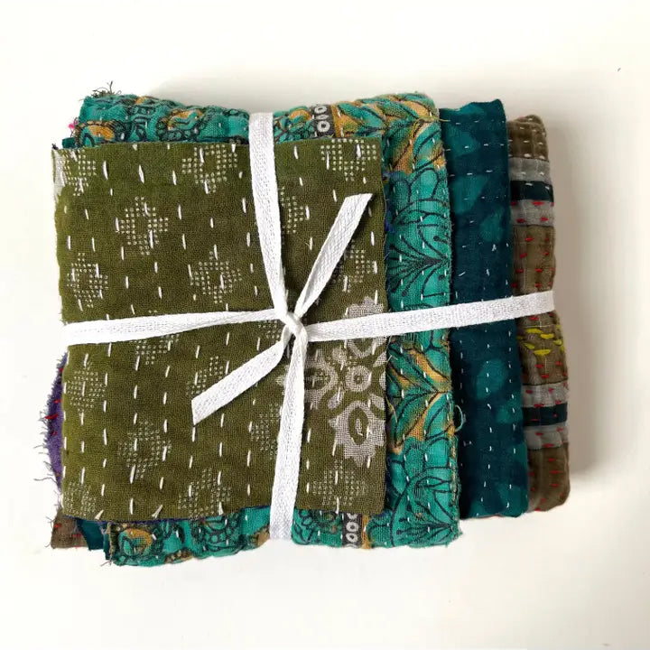 Otto Finn Lab mending bundle  – kantha fabric scraps for patching