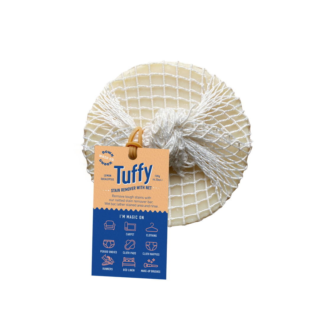 Tuffy stain remover bar with scrubbing net