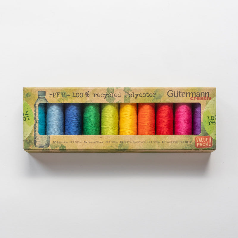 Gutermann rPET sew-all thread – recycled polyester – box set of 10