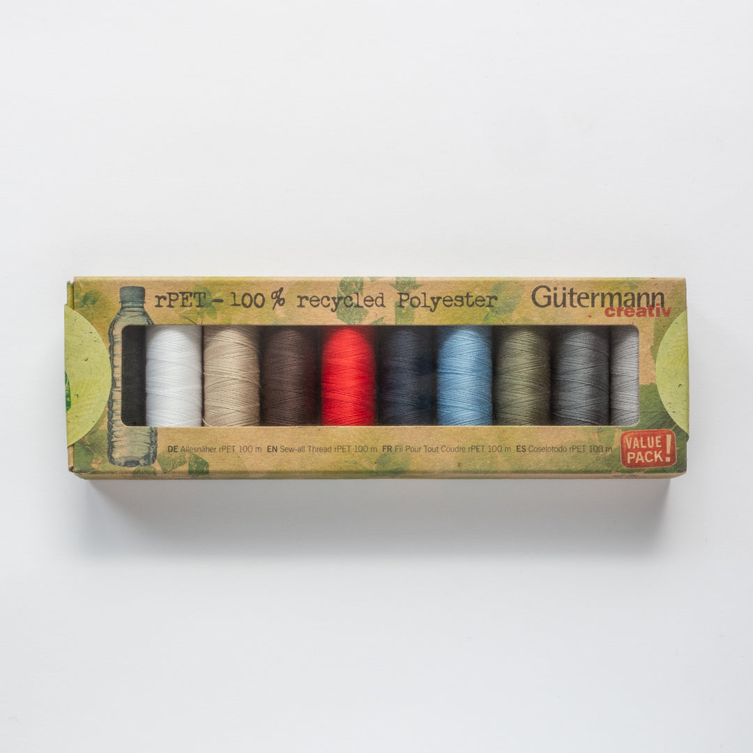 Gutermann rPET sew-all thread – recycled polyester – box set of 10