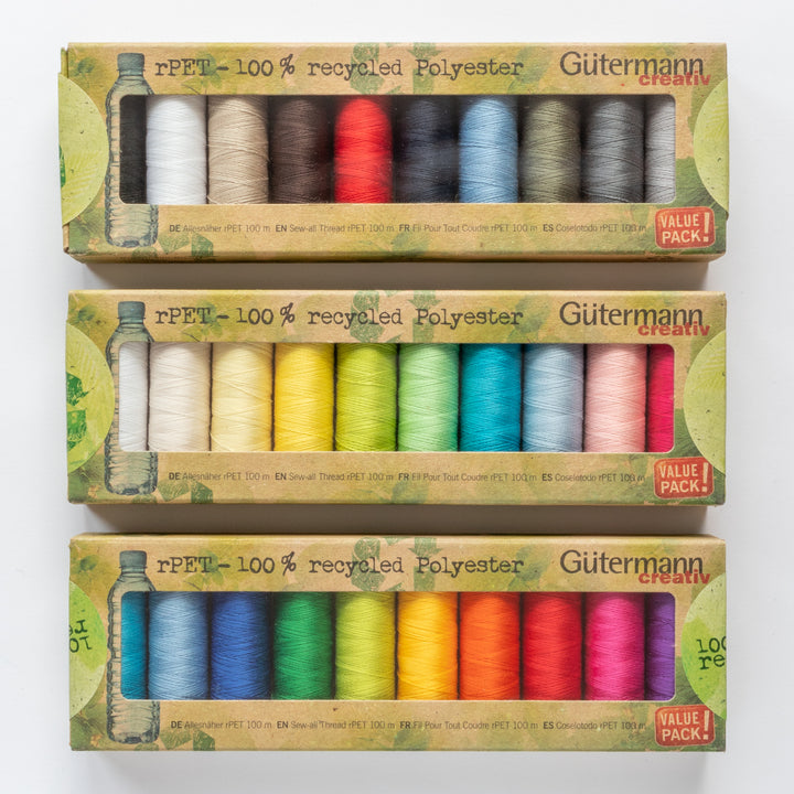 Gutermann rPET sew-all thread – recycled polyester – box set of 10