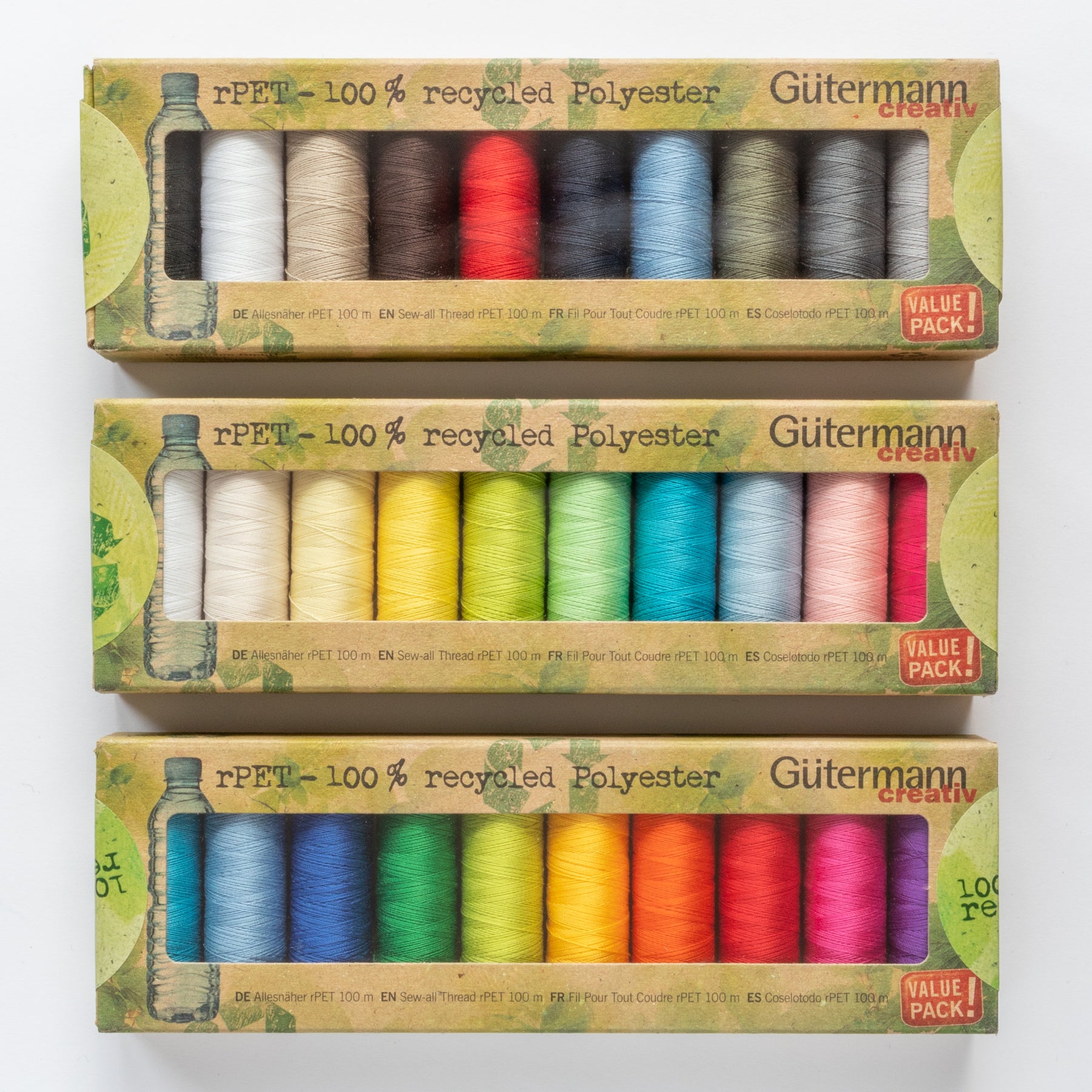 Gutermann Sewing Thread, Set of 10 Pastel Colors, Polyester Sewing