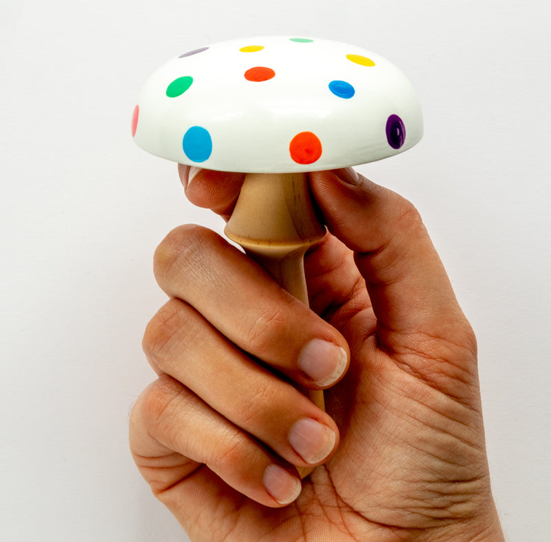 Woodrock Turning darning mushroom – confetti party style